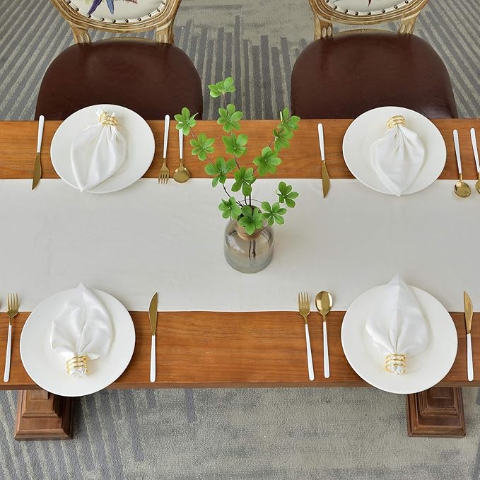 BALCONY & FALCON Velvet Table Runner 14"x95" Ivory Luxury Machine Washable - Image 3