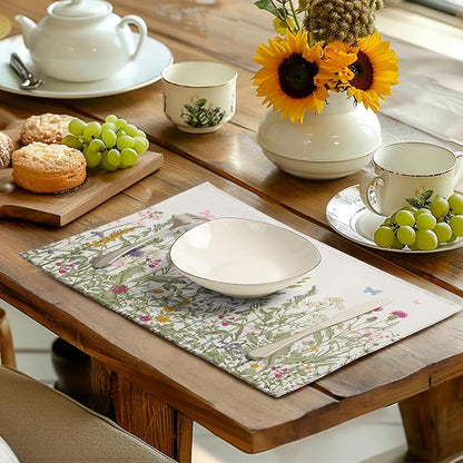 Rustic Wildflower Floral Placemats Set of 4 Spring Summer Vintage Flowers - Image 6