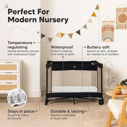 2-Pack Waterproof Pack and Play Sheets, Mini Crib Sheets Fitted - Image 5