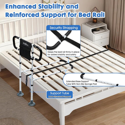 bed rails for elderly adults safety, bed assist showing dimensions