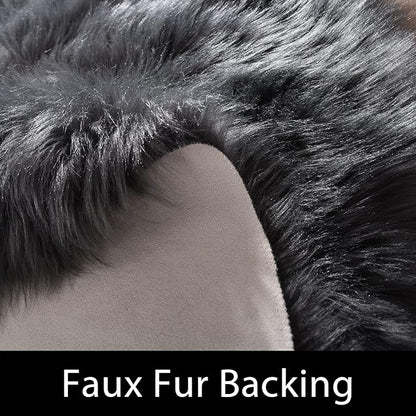 Latepis Rugs for Living Room 5x7 Dark Grey Washable Faux Fur Throw Rugs for - Image 3