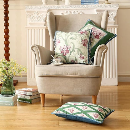 patdrea Designer Throw Pillow Covers Set of 2, French Elegant Spring Green Linen - Image 7