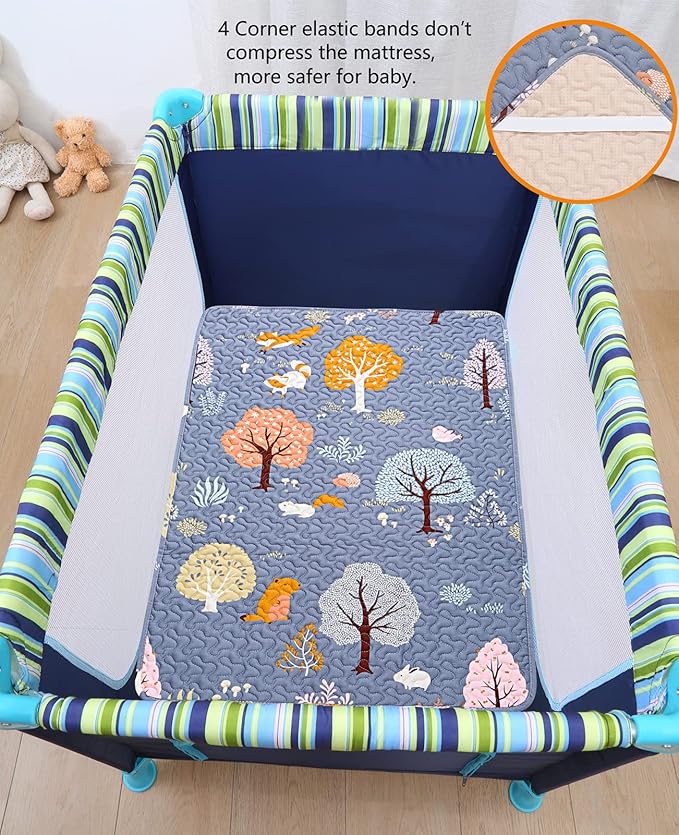 Padded Pack n Play Sheets Breathable Thick Pack and Play Mattress Protector - Image 4