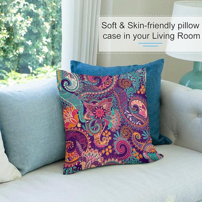 Indian Boho Pillowcases Mandala Design Colorful Floral Style, 20x20 Inch Square - Image 6