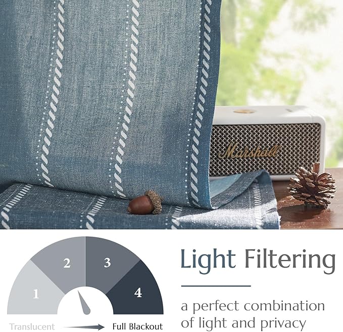 jinchan Nautical Striped Linen Kitchen Curtains 24 Inches Farmhouse Tier Cafe - Image 6