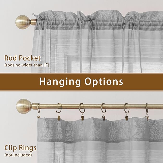 Grey Sheer Curtains 108 Inches Extra Long, Privacy Semi Sheer Curtains - Image 6