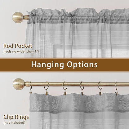 Grey Sheer Curtains 63 Inch Length, Privacy Semi Sheer Curtains - Image 6