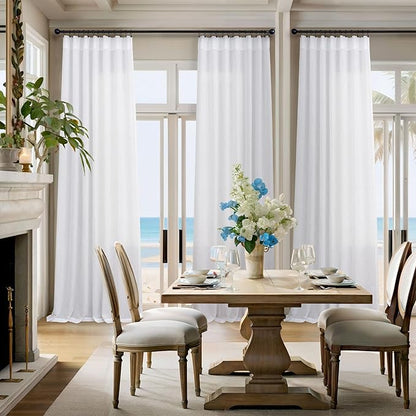 White Linen Curtains 84 Inch Length - Image 2