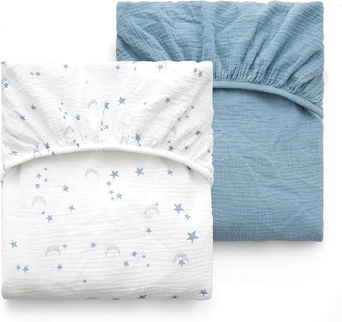 Momcozy Muslin Standard Fitted Crib Sheets, 2 Pack Soft Breathable Natural by Momcozy