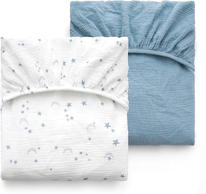 Momcozy Muslin Standard Fitted Crib Sheets, 2 Pack Soft Breathable Natural by Momcozy