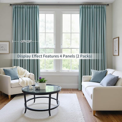 Pinch Pleated 100% Blackout Linen Curtains 108 Inches Long - Image 8
