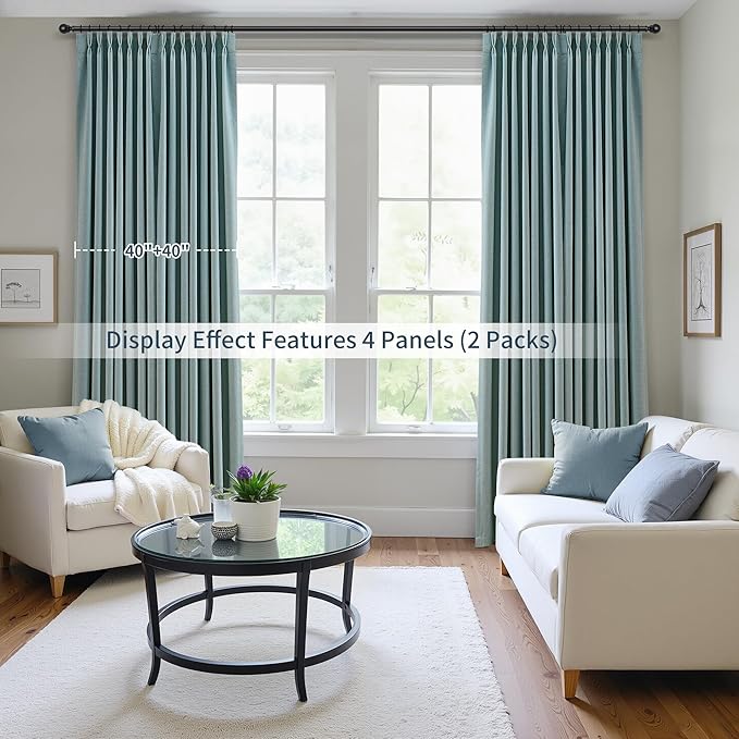 Pinch Pleated 100% Blackout Linen Curtains 120 Inches Long - Image 8