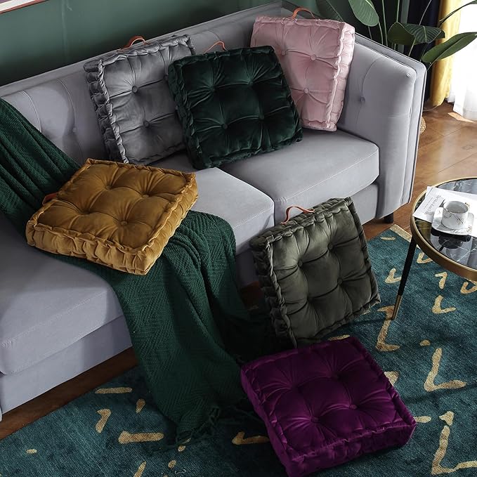 vctops Square Solid Color Velvet Seat Cushion - Image 2