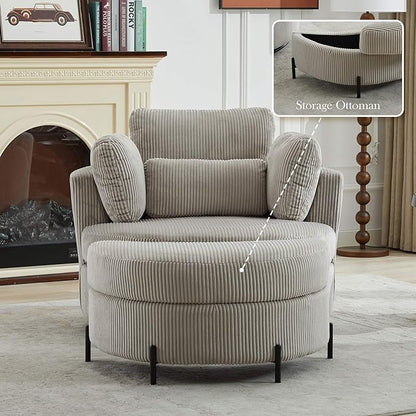 Aoiy & Wifon 42.2" W 0versized Swivel Barrel Chair - Image 3