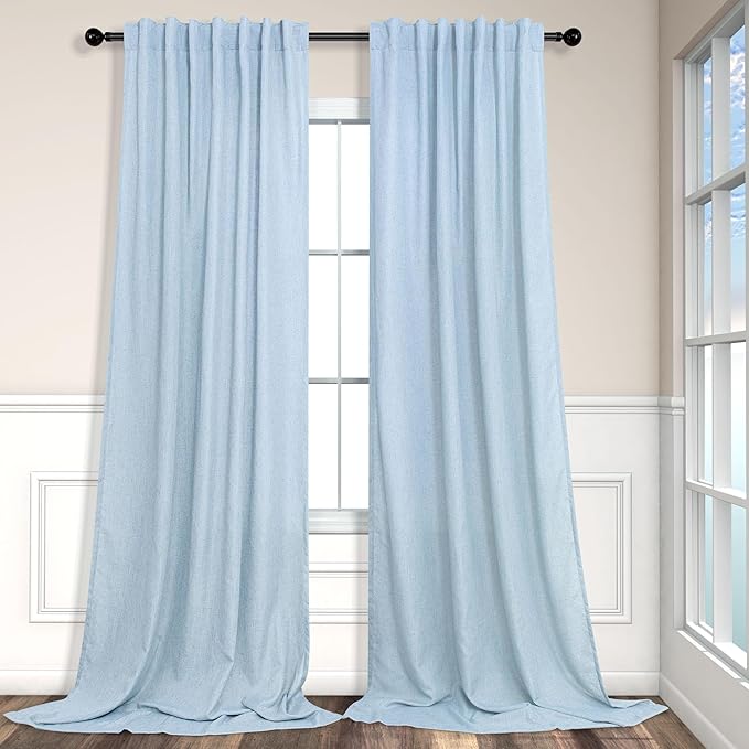 Light Blue Curtains 96 Inches Long by Pitalk
