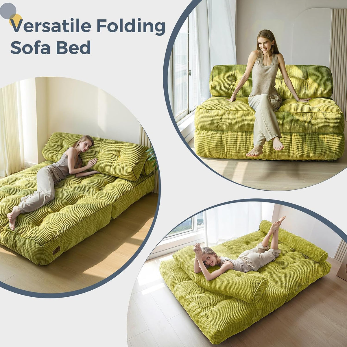 maxyoyo folding sofa bed, convertible chair bed with, side view
