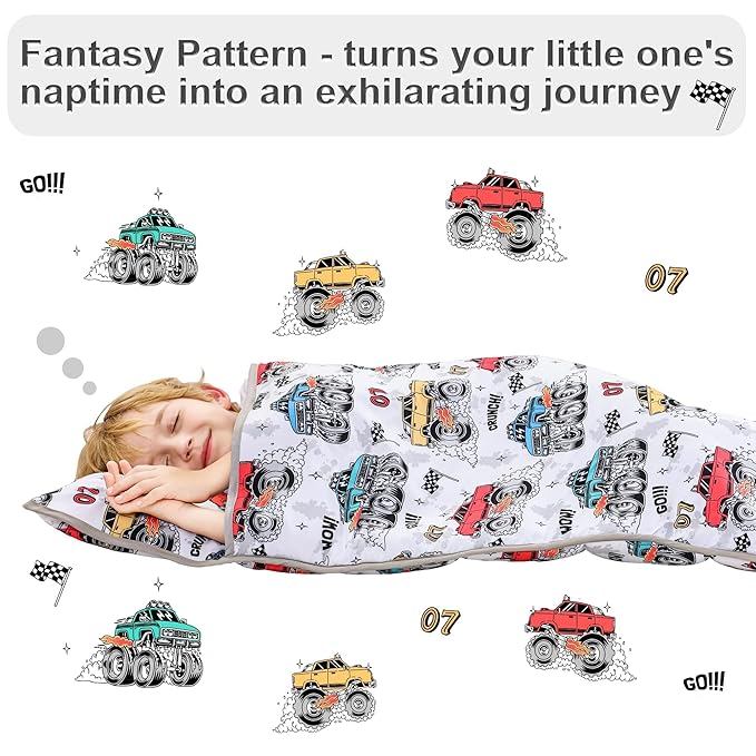 Viviland Toddler Nap Mat with Pillow and Minky Blanket, Rolled Large Sleeping - Image 3