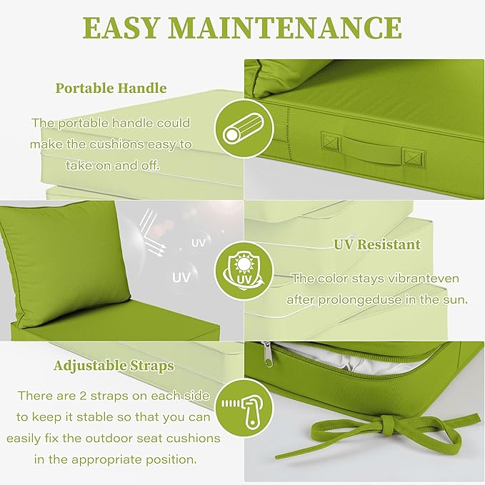 Outdoor Seat Cushion Set 22 L × 24 W × 5 H Inch Waterproof & Fade Resistant - Image 4