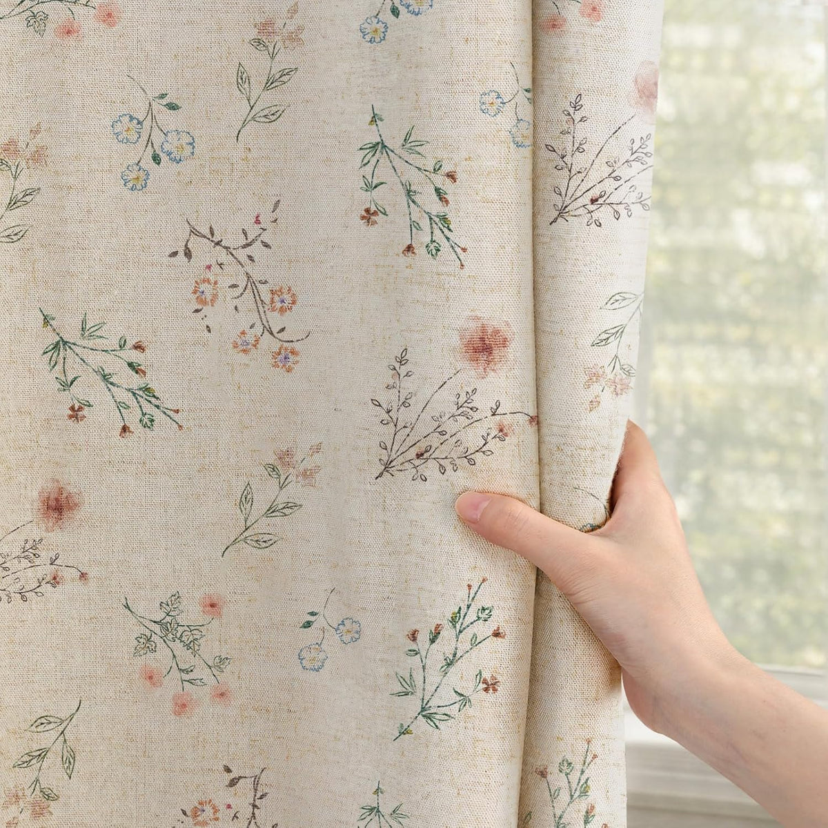 boho floral 100% blackout curtains 84 inch 2, close-up detail