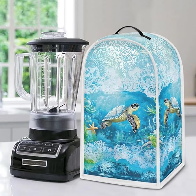 Talayituse Turtle Starfish Coral Print Blender Dust Cover, Fingerprint - Image 5