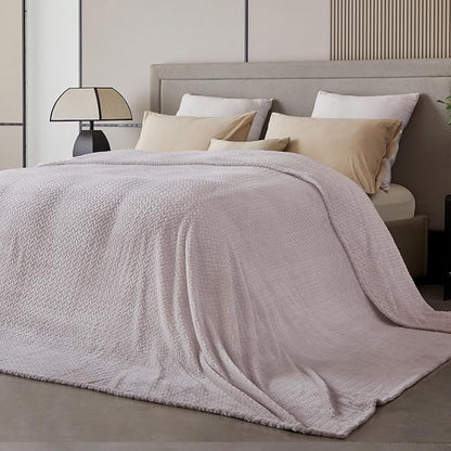 Oversized King Fleece Blanket 120x120 Inches, Seamless Soft Cozy 3D Jacquard - Image 3