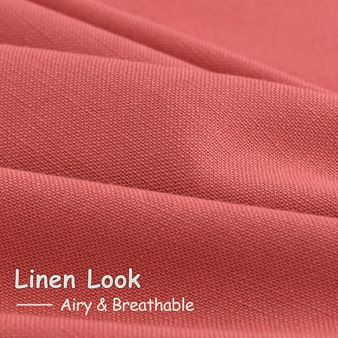 Nanspring Linen Curtains 84 Inch Length 2 Panels Set, Watermelon Red - Image 5