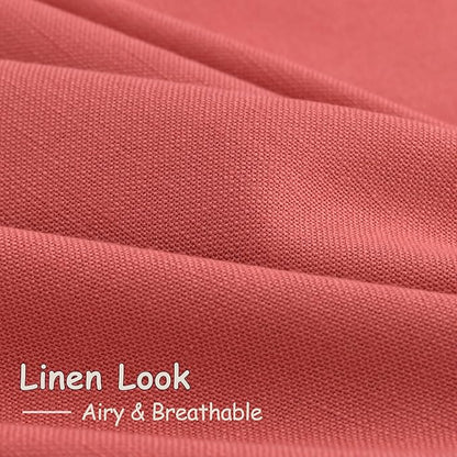 Nanspring Linen Curtains 84 Inch Length 2 Panels Set, Watermelon Red - Image 5