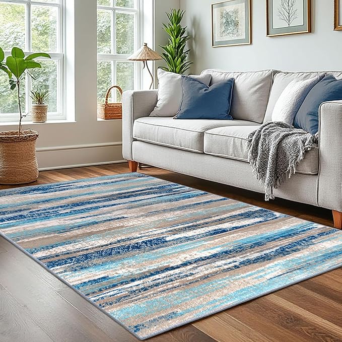 Modern Abstract 4x6 Living Room Washable Rug Non-Slip Soft Bedroom Area Rug by lansny