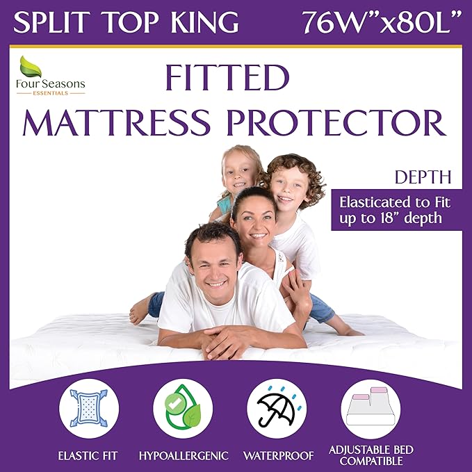 Split Top King Waterproof Mattress Protector by FourSeasonsEssentials