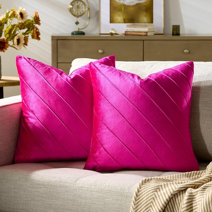 GIGIZAZA Hot Pink Velvet Pillow Covers 18x18 by GIGIZAZAFocusingonhomedecoration