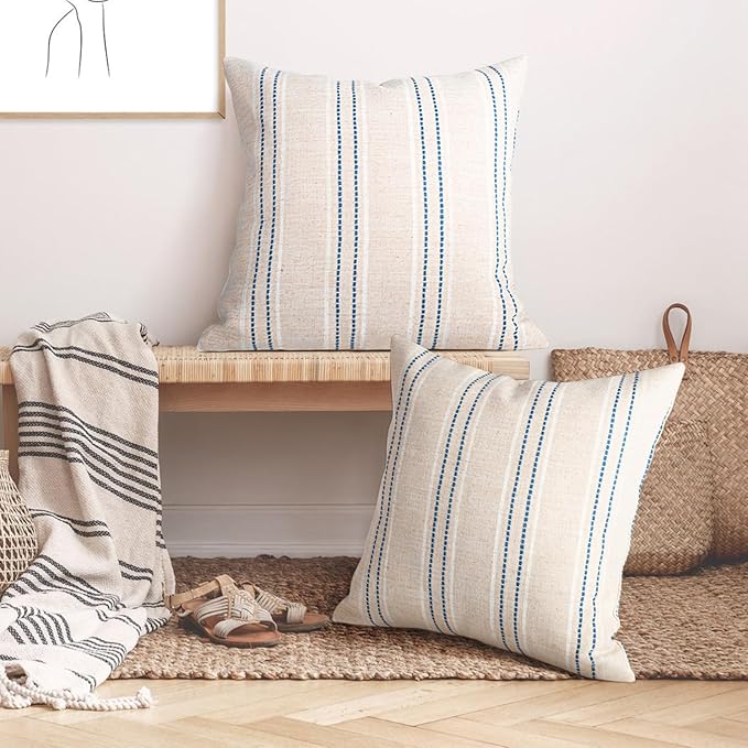 AELS 26x26 Decorative Farmhouse Linen Throw Pillow Covers, Boho Textured Pillow - Image 5