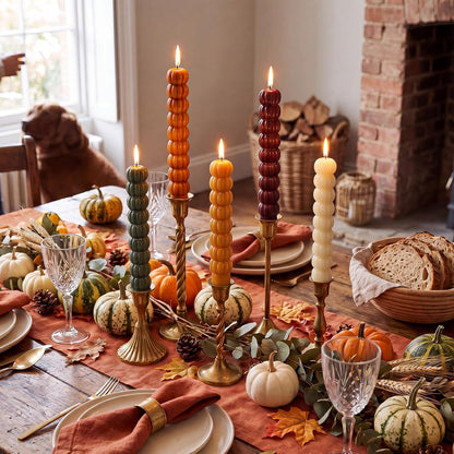 Conelist 5 Pcs Pumpkin Taper Candles Autumn Halloween Gifts, Multicolor