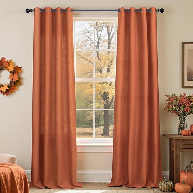 Pitalk Burnt Orange Curtains 108 Inches Long by Pitalk