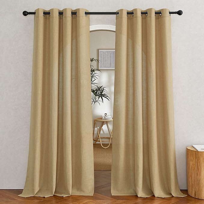 NICETOWN Linen Brown Curtains & Drapes Privacy by NICETOWN
