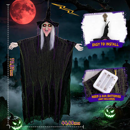 6ft 70'' Large Hanging Witch Scary Halloween Decorations Outdoor Indoor