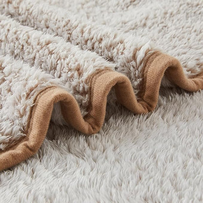EMME Soft Sherpa Fleece Blanket Reversible Plush Fluffy Large Blanket, Light - Image 5