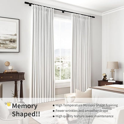 Joywell Pinch Pleated 100% Blackout White Curtains 120 Inches Long Energy - Image 6