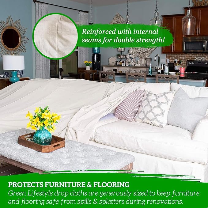 GREEN LIFESTYLE All Purpose Canvas Drop Cloths - Image 3