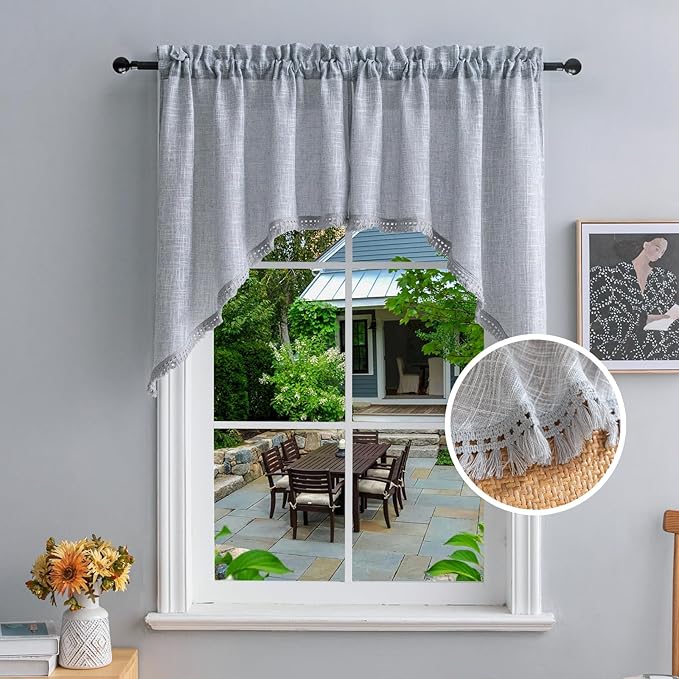 Beda Home Tassel Linen Textured Swag Valances by BedaHomeBedaLife