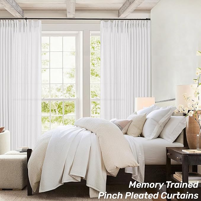 Extra Wide Pinch Pleat 100 x 84 Inch Linen Curtains - Image 2