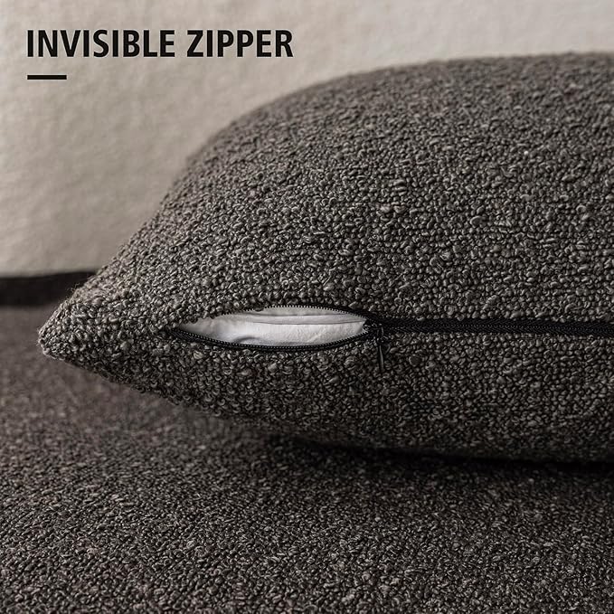 Foindtower Textured Boucle Throw Pillow Covers Accent Solid Pillow Cases Cozy - Image 3