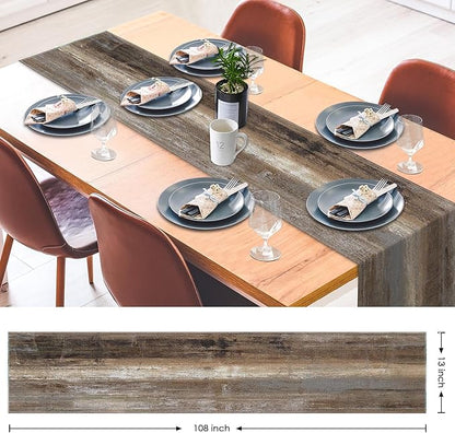 Emvency Farmhouse Table Runner, Abstract Grey and Dark Brown Art Painting - Image 2
