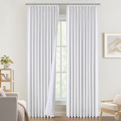 Vision Home White Pinch Pleated Full Blackout Curtains Thermal Insulated Window - Image 2