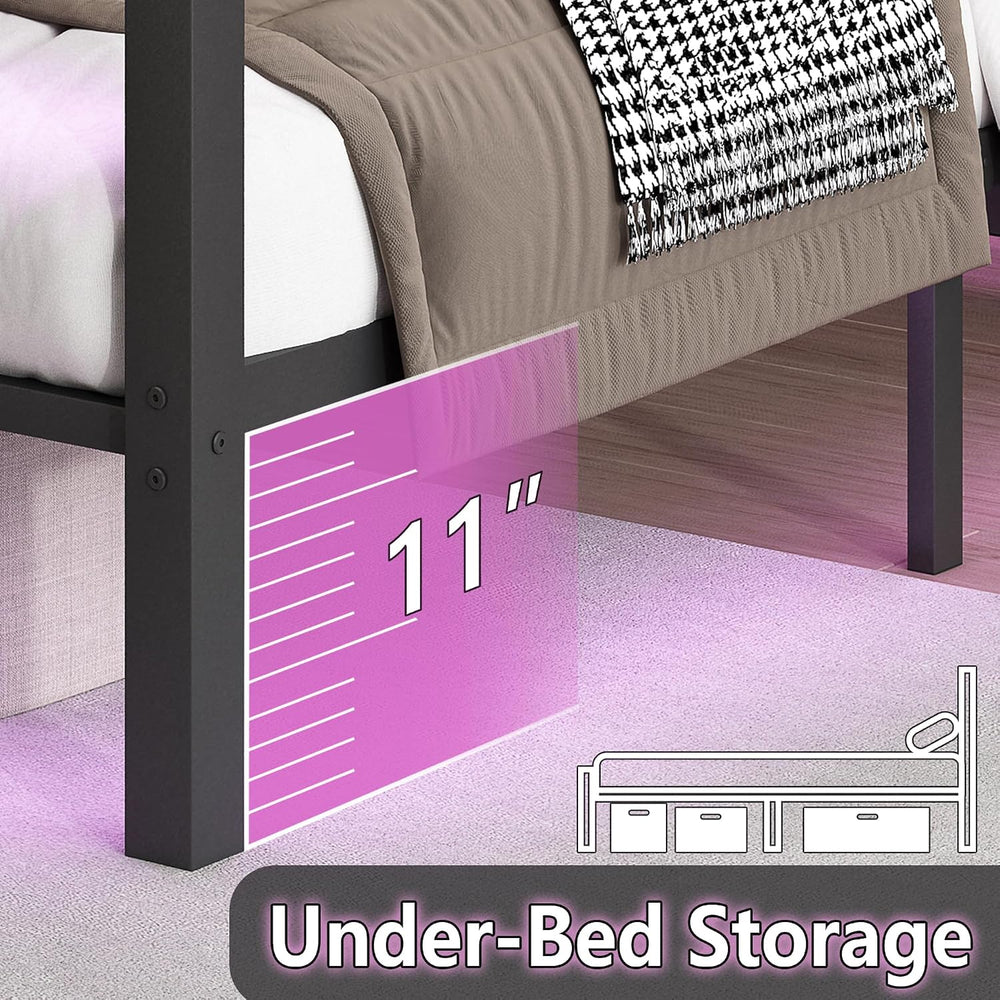 CLIBFENG Full Size Bed Frame with Headboard and Footboard,Steel Slats Support...