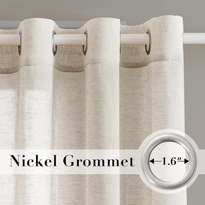 H.VERSAILTEX Curtains 96 inches Long Linen Curtains/Natural Linen Blended Sheer - Image 2