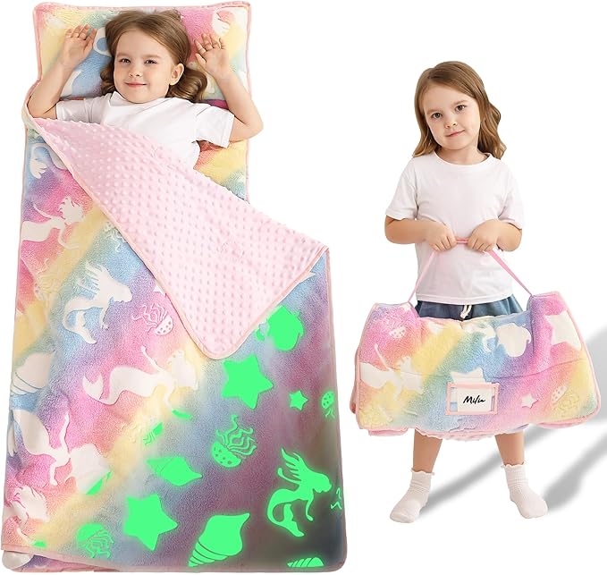 Toddler Nap Mat with Pillow and Blanket, Extra Large Rolled Napping Mats by Unknown