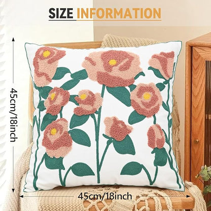 Spring Floral Throw Pillow Cover Embroidered Pillow Case Modern Romantic Flower - Image 6