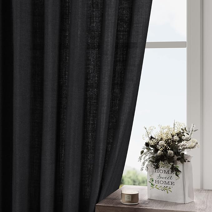Nanspring Black Linen Textured Curtains - Image 5