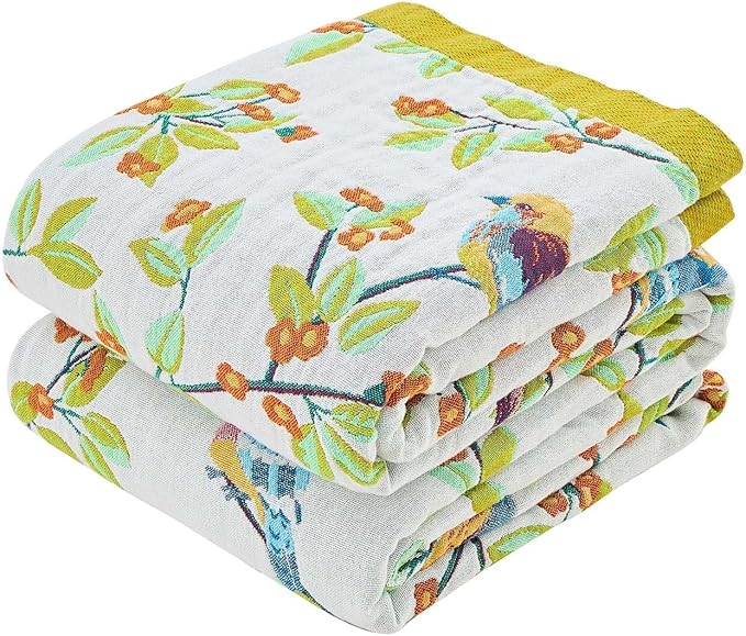 Boho Throw Blanket for Bed, 100% Cotton Soft Rustic Quilt Fall Blanket by XIBLC
