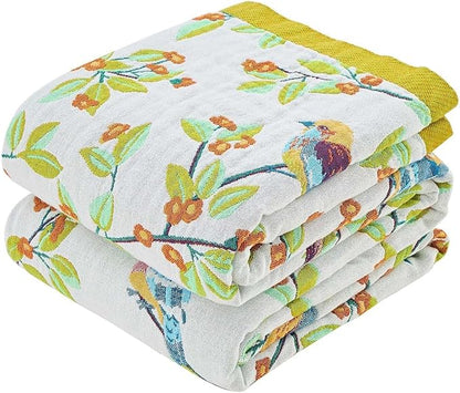 Boho Throw Blanket for Bed, 100% Cotton Soft Rustic Quilt Fall Blanket by XIBLC